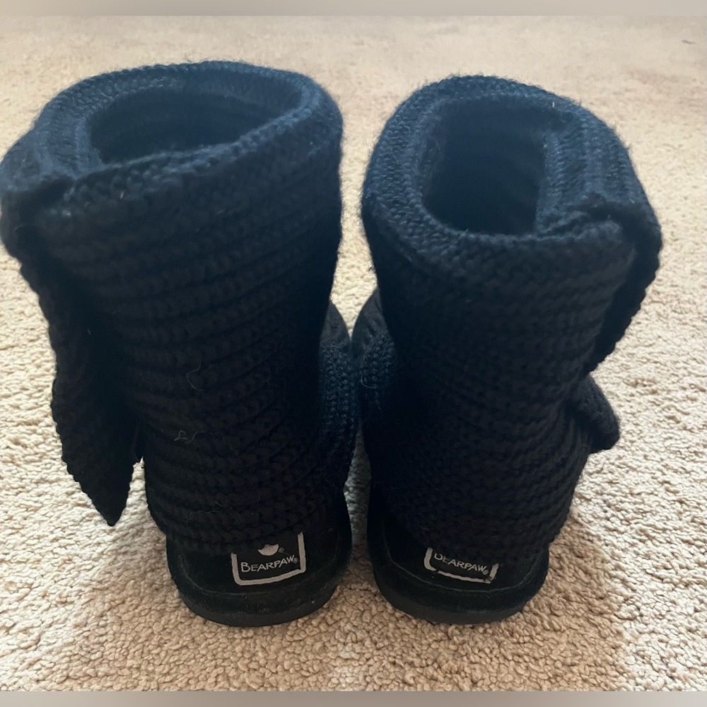 BearPaw Black Knit Tall Boots - Picture 3 of 5